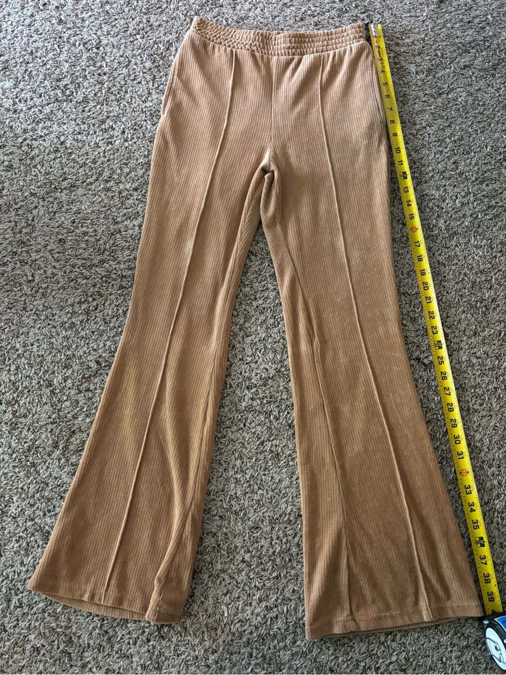 Y2K Camel Ribbed Velour Wide Leg Lounge Pants| Boho Lounge Pants| Festival Pants - Picture 10 of 11